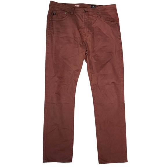 ADRIANO GOLDSCHMIED Mens Brown Straight Leg, Slim Fit Cotton Blend Pants